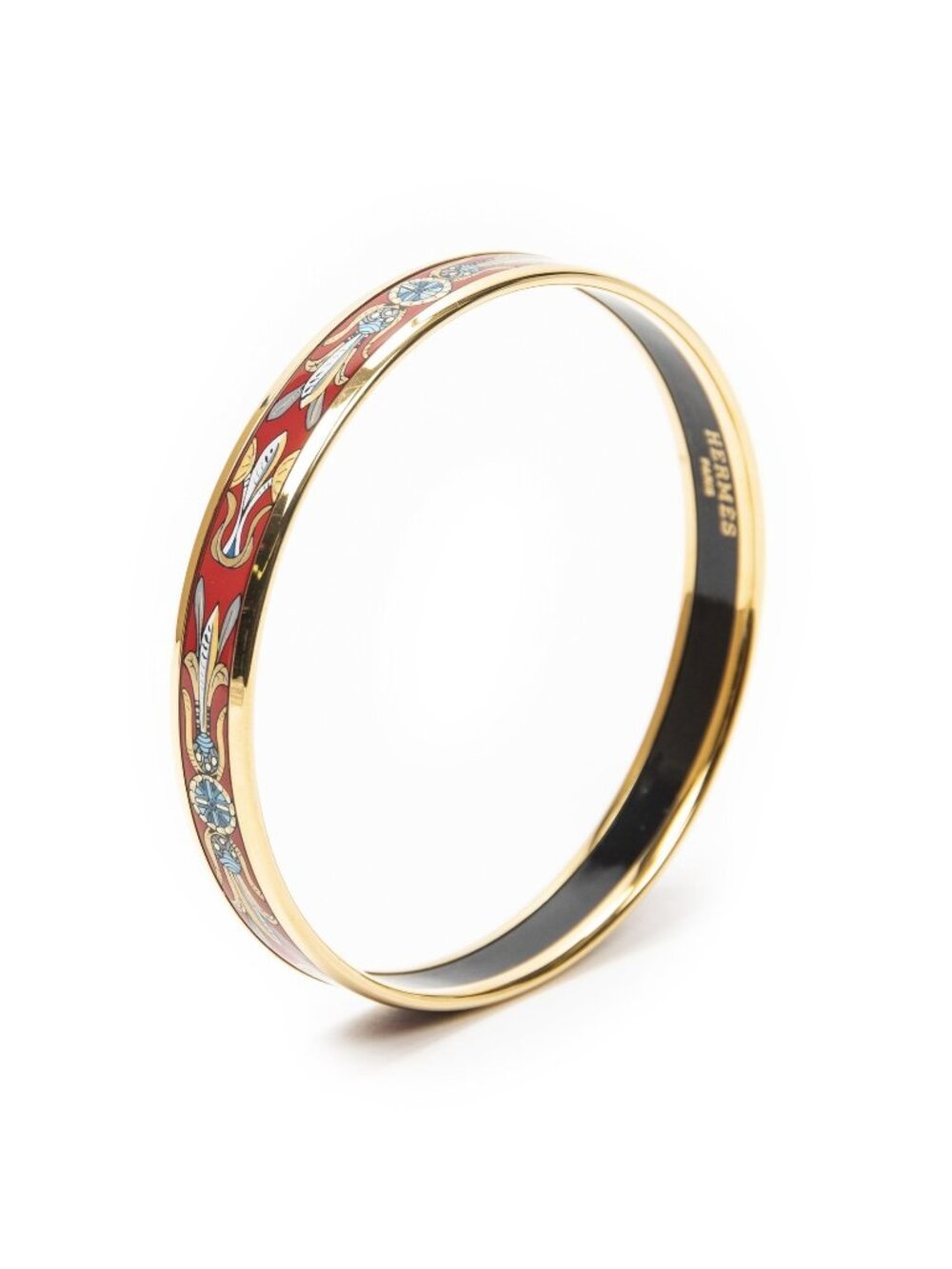 Hermes Enamel Bangle Red Plating Bracelet